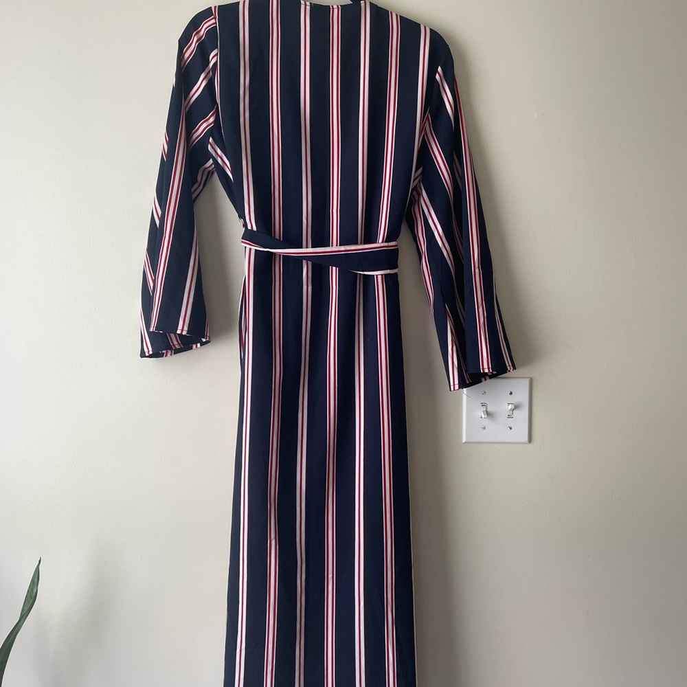 Navy/White/Red Striped Robe/Overcoat Jacket Size M - Picture 4 of 4